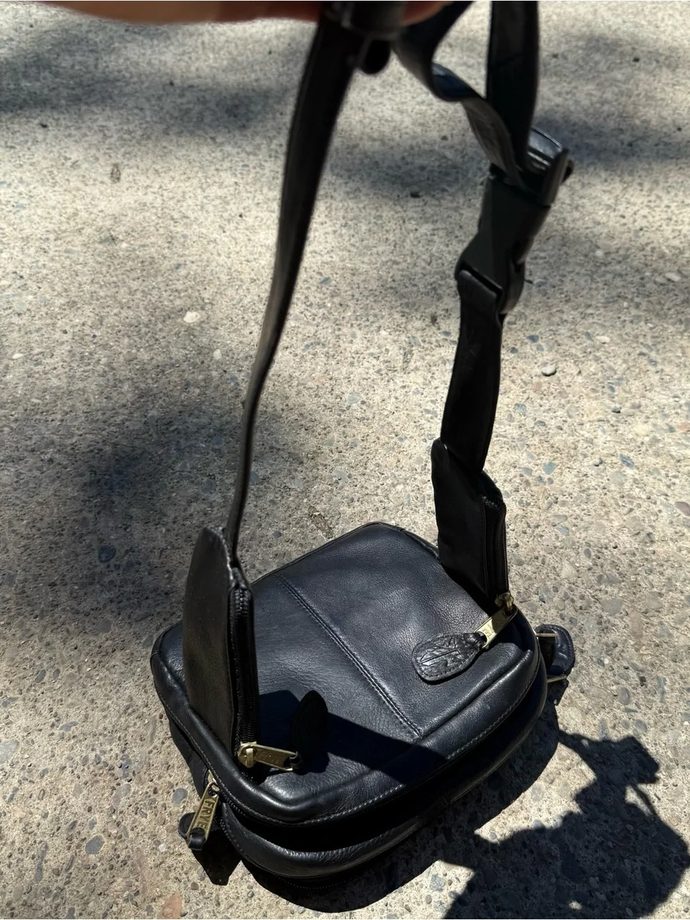 Frye Black Leather Cross Bag